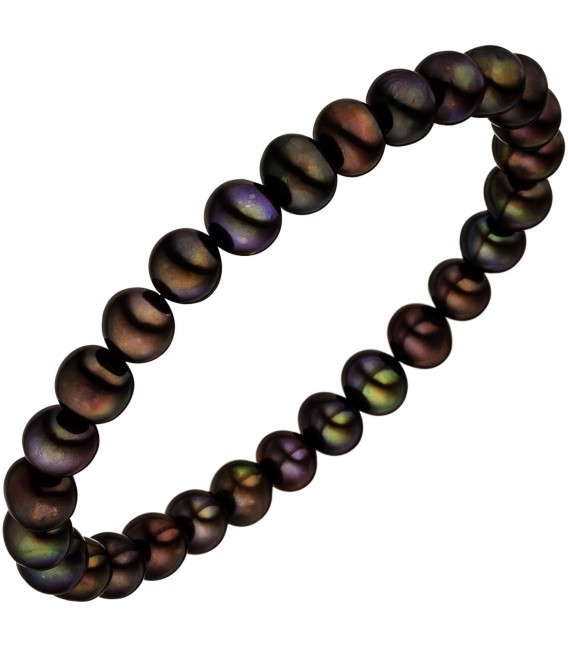 Armband mit Süßwasser Perlen dunkel 19 cm Perlenarmband elastisch Bild1