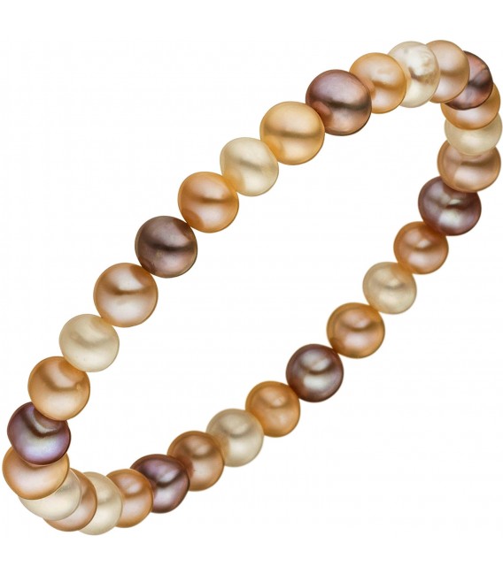 Armband mit Süßwasser Perlen multicolor 19 cm Perlenarmband elastisch Bild1