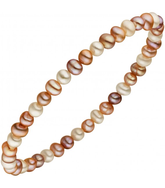 Armband mit Süßwasser Perlen multicolor 19 cm Perlenarmband elastisch Bild1