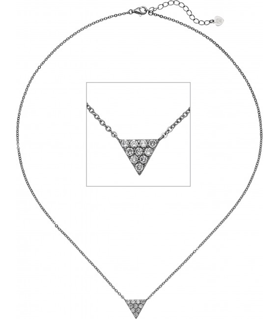 Collier Kette mit Anhänger Dreieck 925 Silber 10 Zirkonia 46 cm Halskette Bild1