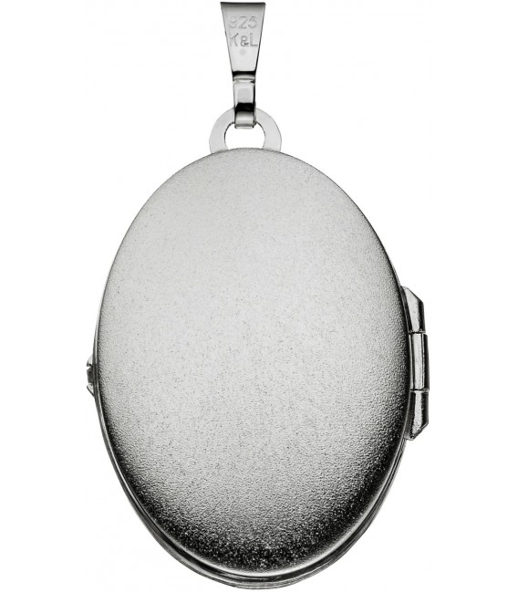Medaillon oval Anhänger zum Öffnen für 2 Fotos 925 Silber mit Kette 50 cm Bild4