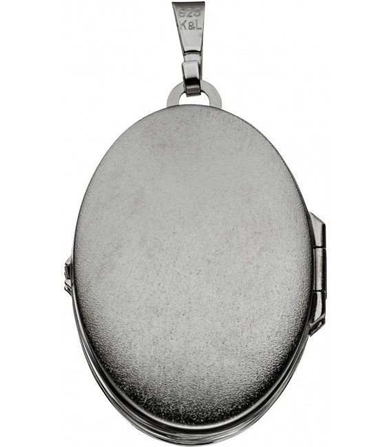 Medaillon oval Anhänger zum Öffnen für 4 Fotos 925 Silber mit Kette 50 cm Bild2