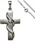 Anhänger Kreuz 925 Silber 1 Zirkonia Kreuzanhänger Silberkreuz mit Kette 50 cm Bild1