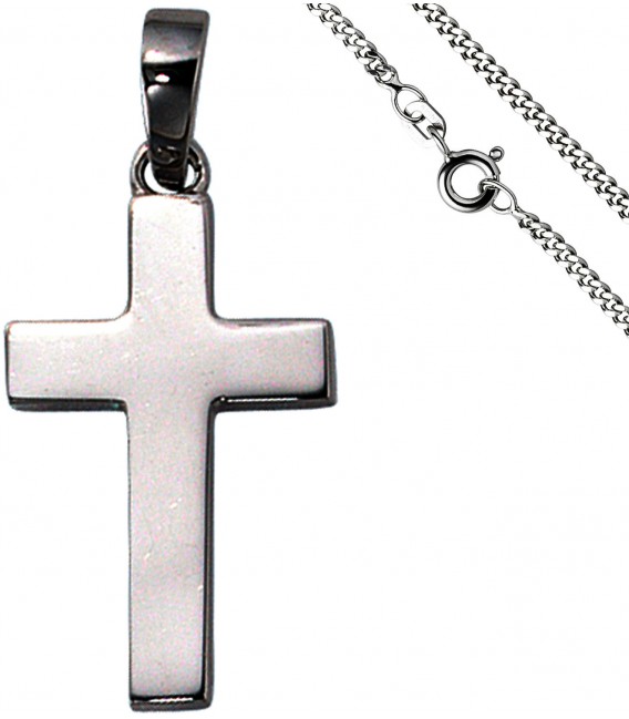 Anhänger Kreuz 925 Silber Kreuzanhänger Silberkreuz mit Kette 50 cm Bild1