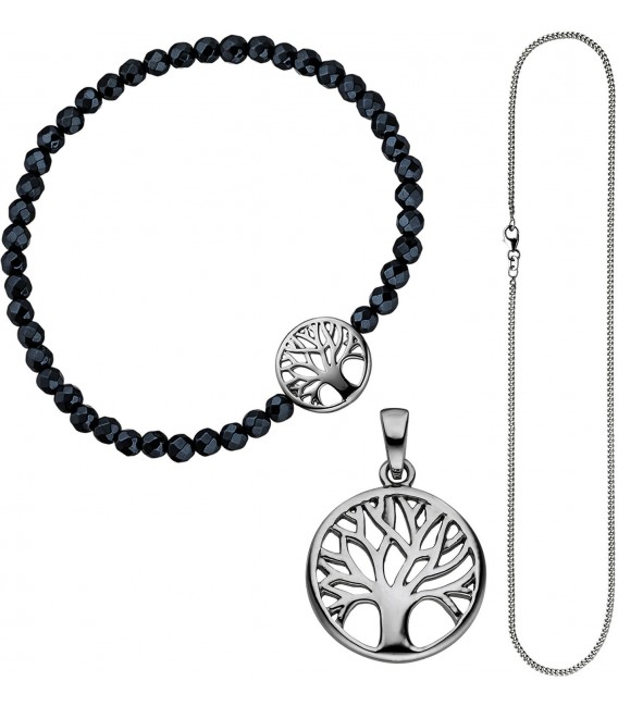 Schmuck-Set Baum Lebensbaum Weltenbaum 925 Silber Armband Anhänger Kette 38 cm Bild2