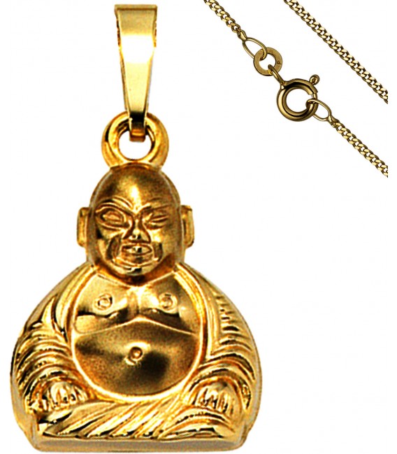 Anhänger Buddha 333 Gold Gelbgold mit Kette 45 cm Bild1