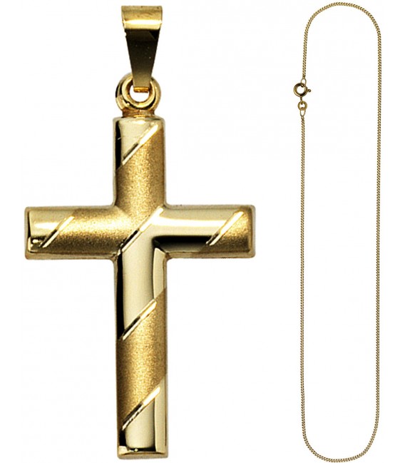 Anhänger Kreuz 333 Gold Gelbgold mit Kette 45 cm Goldkreuz Kreuzanhänger Bild2