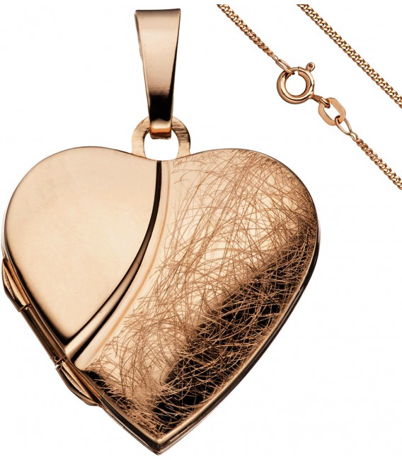 Medaillon Herz Anhänger zum Öffnen 925 Silber rosegold vergoldet mit Kette 45 cm Bild1