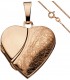 Medaillon Herz Anhänger zum Öffnen 925 Silber rosegold vergoldet mit Kette 45 cm Bild1