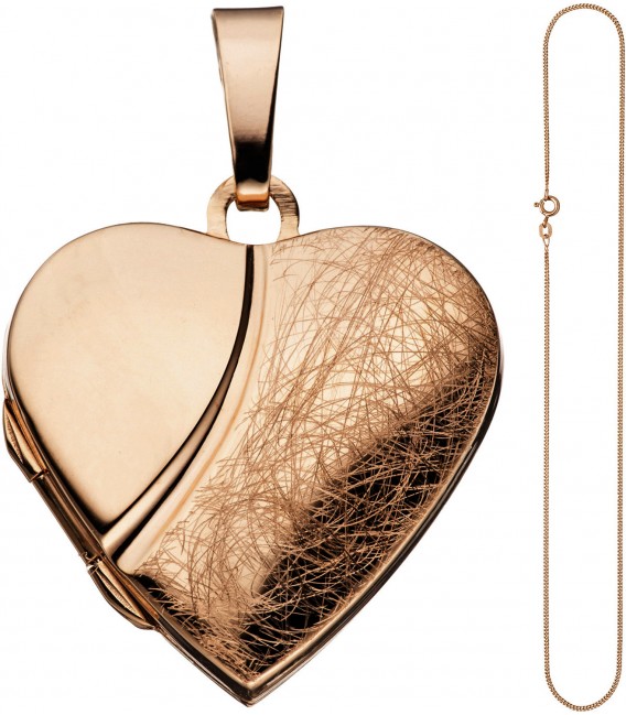 Medaillon Herz Anhänger zum Öffnen 925 Silber rosegold vergoldet mit Kette 45 cm Bild2