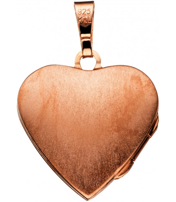 Medaillon Herz Anhänger zum Öffnen 925 Silber rosegold vergoldet mit Kette 50 cm Bild4