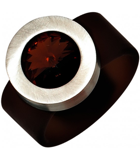 Damen Ring braun PVC mit Edelstahl kombiniert 1 SWAROVSKI® ELEMENT Bild1