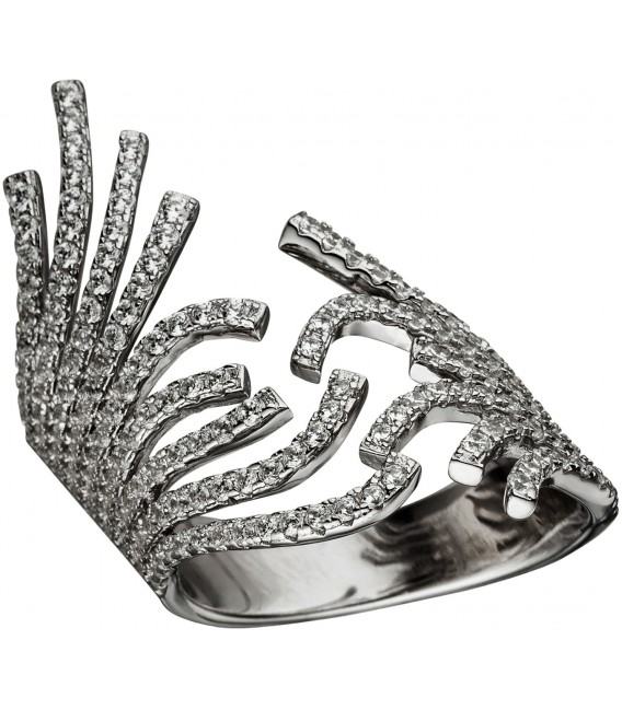 Damen Ring breit offen 925 Sterling Silber mit Zirkonia Silberring Bild1