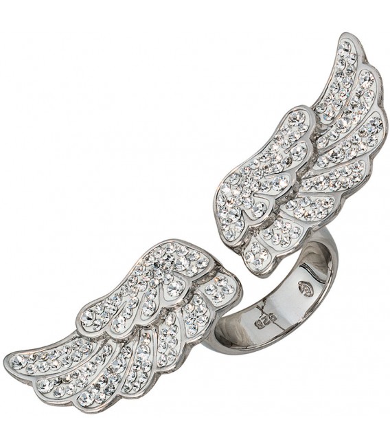 Damen Ring Engelsflügel offen 925 Sterling Silber mit Swarovski-Elements Bild1