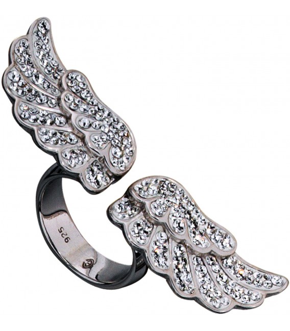 Damen Ring Engelsflügel offen 925 Sterling Silber mit Swarovski-Elements Bild2