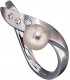 Damen Ring 585 Gold Weißgold mattiert 1 Akoya Perle 3 Diamanten Brillanten Bild1