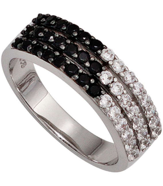 Damen Ring 925 Sterling Silber rhodiniert mit Zirkonia Silberring Bild1
