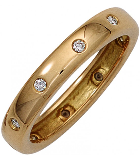 Damen Ring 585 Gold Gelbgold 10 Diamanten Brillanten 015ct. Goldring Bild1