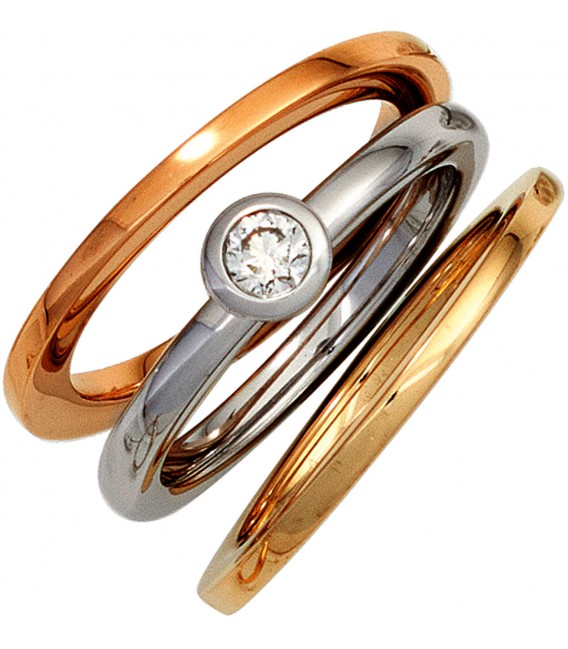 Damen Ring 585 Gold Weißgold 1 Diamant Brillant 017ct. Diamantring Weißgoldring Bild2
