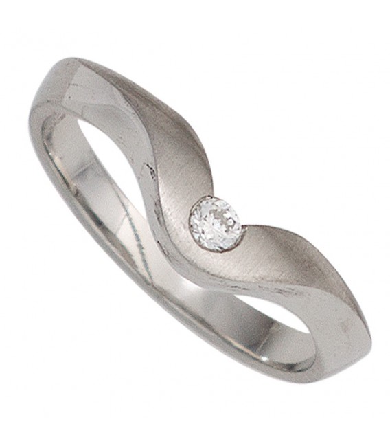 Damen Ring 950 Platin matt 1 Diamant Brillant 008ct. Platinring Bild1