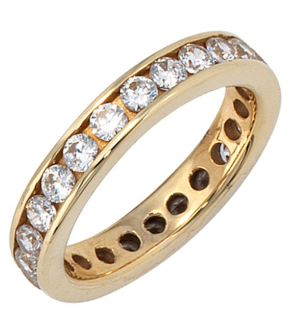 Damen Ring 333 Gold Gelbgold mit Zirkonia rundum Goldring Memoryring Bild1