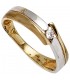 Damen Ring 333 Gold Gelbgold Weißgold teil matt 1 Zirkonia Goldring Bild1