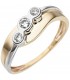 Damen Ring 333 Gold Gelbgold Weißgold bicolor 3 Zirkonia Goldring Bild1