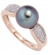 Damen Ring 585 Rotgold 1 Tahiti Perle 34 Diamanten Brillanten Perlenring Bild1
