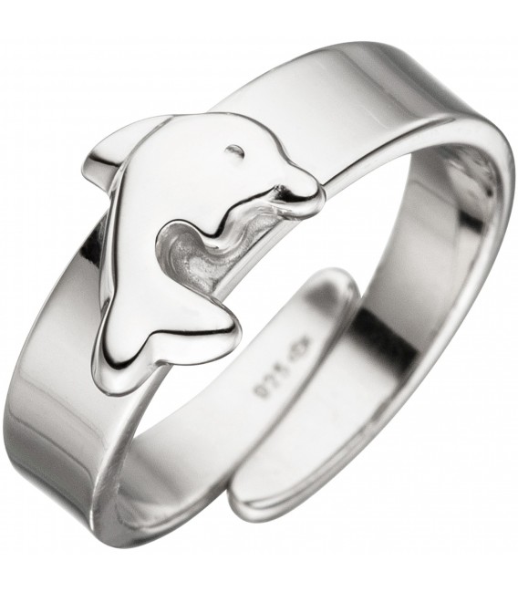 Kinder Ring Delfin 925 Sterling Silber Silberring Kinderring verstellbar Bild1
