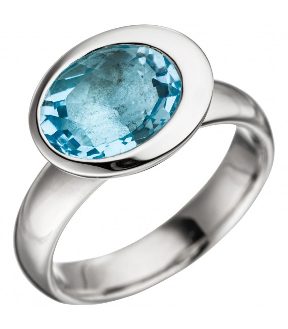 Damen Ring 925 Sterling Silber 1 Blautopas hellblau blau Silberring Topasring Bild1