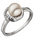 Damen Ring 925 Sterling Silber mit 1 Süßwasser Perle und Zirkonia Perlenring Bild1