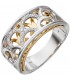Damen Ring breit 925 Silber bicolor vergoldet 24 Zirkonia Bild1