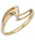 Damen Ring 585 Gold Gelbgold matt 3 Diamanten Brillanten 009ct. Goldring Bild2