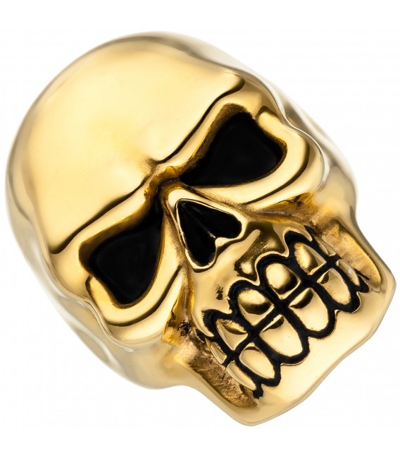 Damen Ring Totenkopf Schädel Edelstahl gold farben beschichtet Totenkopfring Bild1