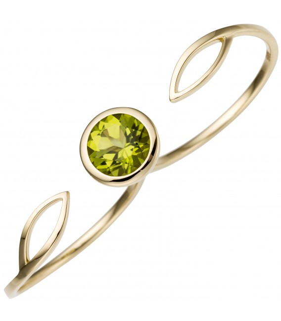 Damen Zweifinger Ring 585 Gold Gelbgold 1 Peridot grün Goldring Zweifingerring Bild1