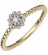 Damen Ring Blume 585 Gold Gelbgold Weißgold bicolor 1 Diamant Brillant Goldring Bild1