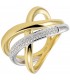 Damen Ring 585 Gold Gelbgold Weißgold bicolor 61 Diamanten Brillanten Goldring Bild1