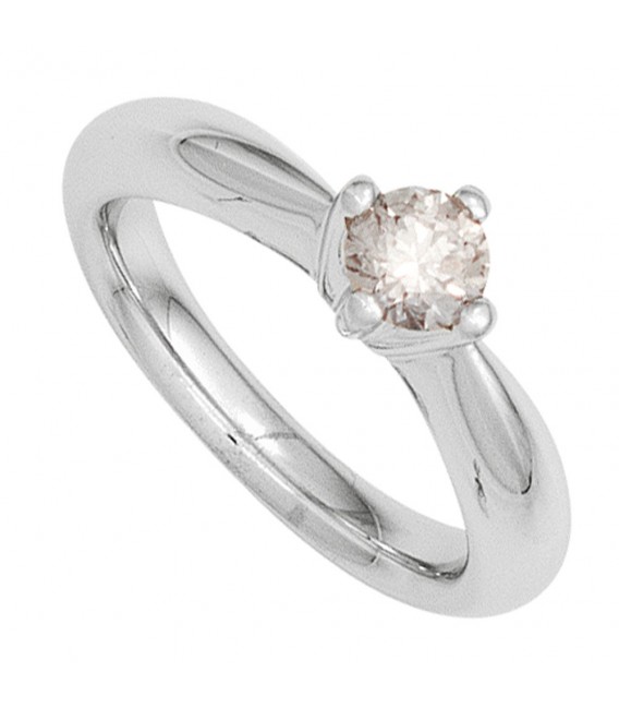 Damen Ring 585 Gold Weißgold 1 Diamant Brillant 010ct. Diamantring Goldring Bild1