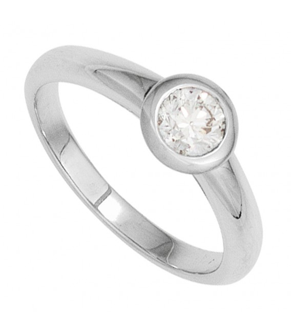 Damen Ring 585 Gold Weißgold 1 Diamant Brillant 015ct. Diamantring Goldring Bild1