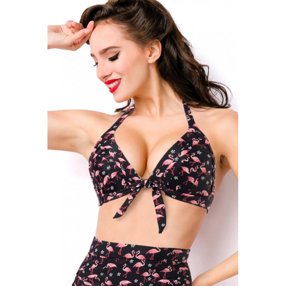 Retro-Bikini Top schwarz/rosa - AT15222