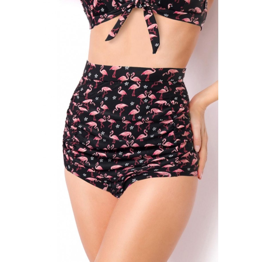 Retro-Bikini Höschen schwarz/rosa - AT15223