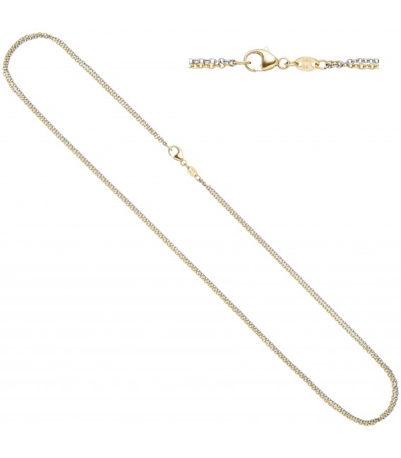 Ankerkette 585 Gold Gelbgold Weißgold bicolor 45 cm Kette Halskette Goldkette - Bild 1