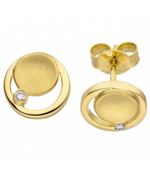 Ohrstecker 585 Gold Gelbgold 2 Diamanten Brillanten Ohrringe Diamantohrstecker - Bild 1