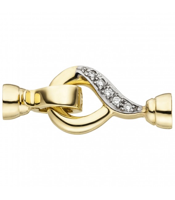 Schließe 585 Gold Gelbgold 10 Diamanten Brillanten Kettenverschluss - Bild 1