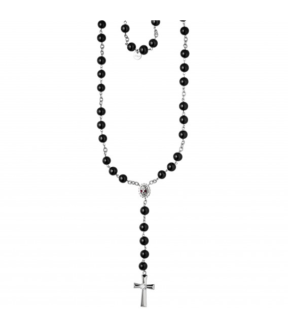 Halskette Kette Rosenkranz 70 cm Glaskugeln und SWAROVSKI® ELEMENTS - Bild 1
