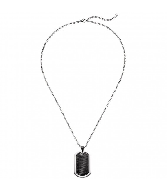 Collier Kette mit Anhänger Edelstahl schwarz beschichtet 55 cm Halskette - Bild 1