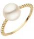 Damen Ring 585 Gold Gelbgold 1 Süßwasser Perle Perlenring Goldring - Bild 1
