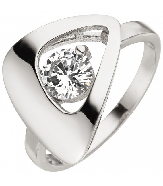 Damen Ring 925 Sterling Silber 1 Zirkonia Silberring - Bild 1