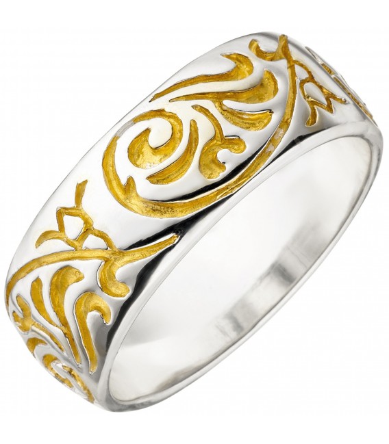 Damen Ring 925 Sterling Silber bicolor vergoldet Silberring - Bild 1