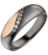Damen Ring 925 Sterling Silber schwarz und roségold bicolor 6 Zirkonia - Bild 1